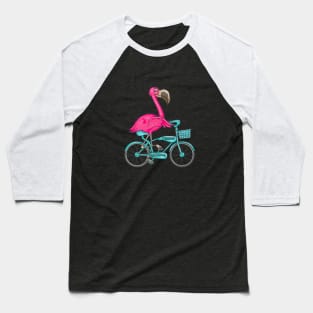 Flamingo Riding A Bicycle Cool Bikers Funny Bike Bird Gift Baseball T-Shirt